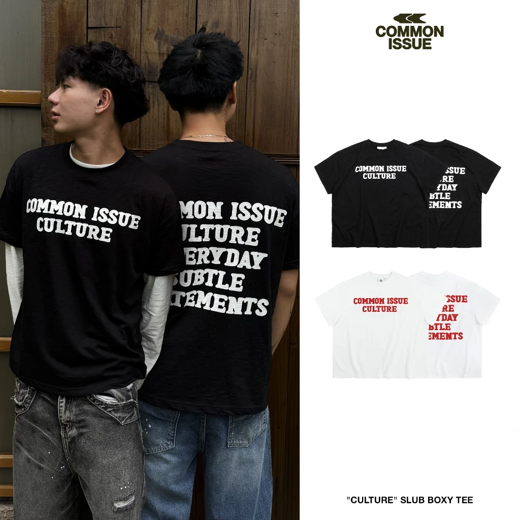 Áo Thun Form Boxy "CULTURE” Chất Vải Slub Mỏng 220gsm Unisex Nam Nữ | Common Issue