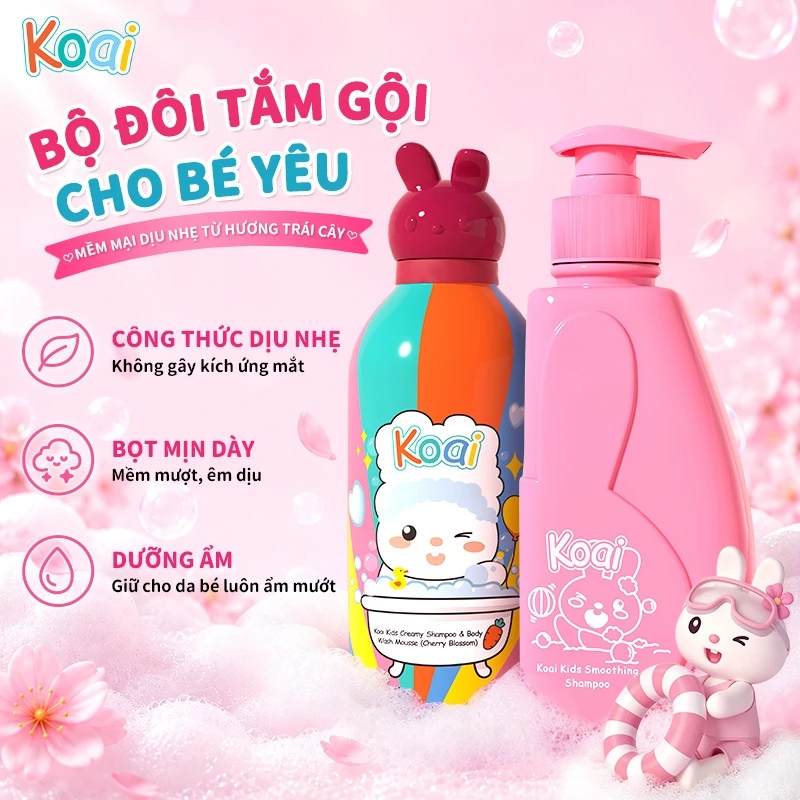 Koai Dầu Gội Trẻ Em Dịu Nhẹ 300ml Giảm Rối Tóc, Không Cay Mắt, An Toàn Cho Bé