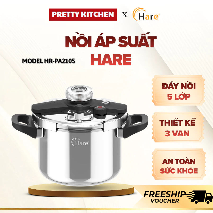 Nồi Áp Suất Inox Hare Cao Cấp 2 Size Đa Năng, Inox 304 Dày Dặn Giữ Nhiệt Tốt An Toàn Khi Nấu - Pretty Kitchen