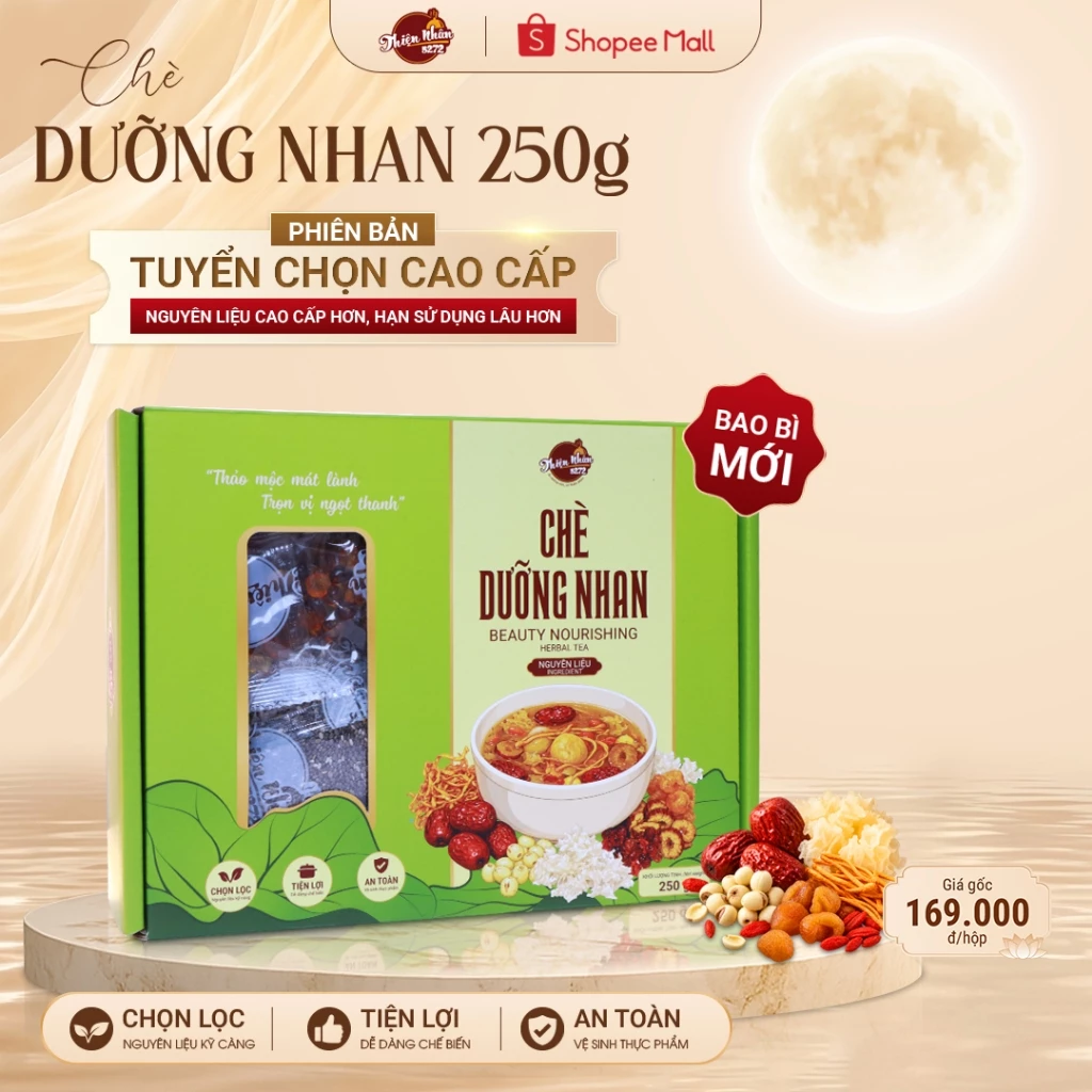 Chè Dưỡng Nhan Set Nhỏ Với 14 Vị Nguyên Liệu - 250gr Nguyên Liệu Nâng Cấp - HSD Lâu Hơn