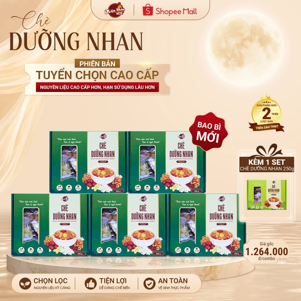 Combo 5 Hộp Chè Dưỡng Nhan Phiên Bản Nâng Cấp 14 Vị - Tặng 1 Set Chè Dưỡng Nhan 250g