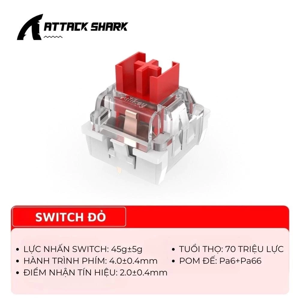 Switch Cơ Học ATTACK SHARK Cho Bàn Phím Cơ, Trục Thay Red Switch-BT12T