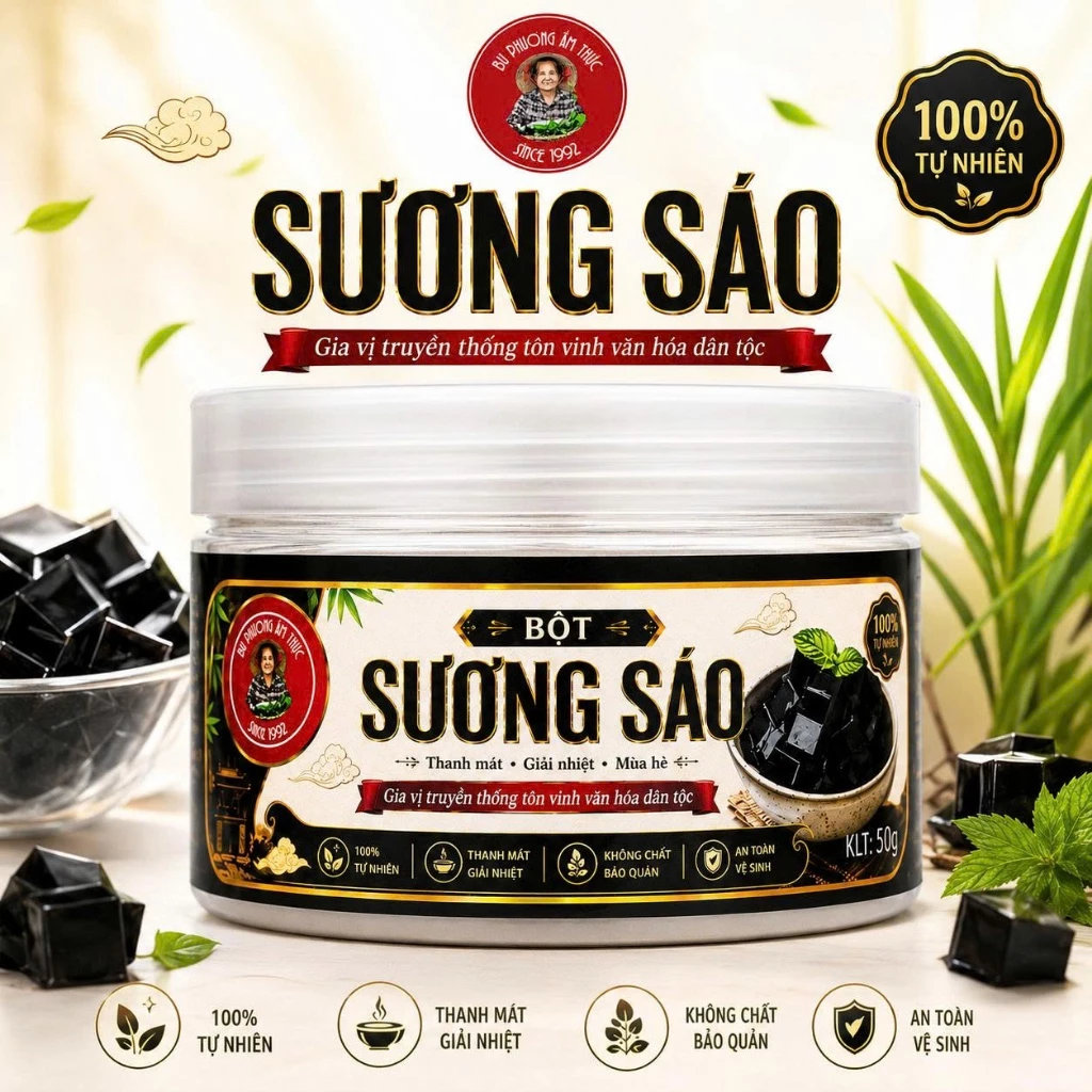 Bột Sương Sáo Bu Phương 50G | Bột Làm Thạch Sương Sáo Đen