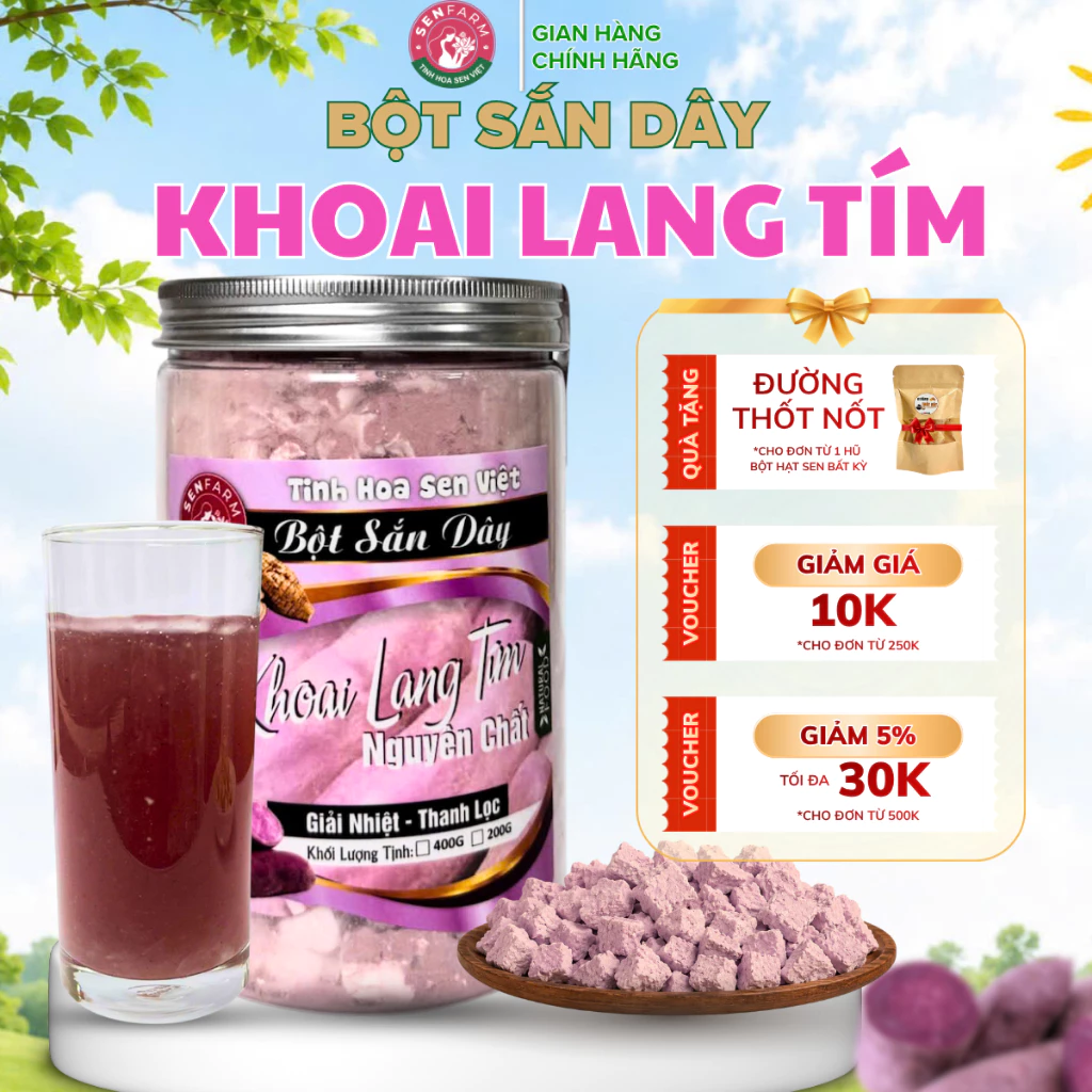 Bột Sắn Dây Khoai lang tím Senfarm - Thanh nhiệt - Mát gan