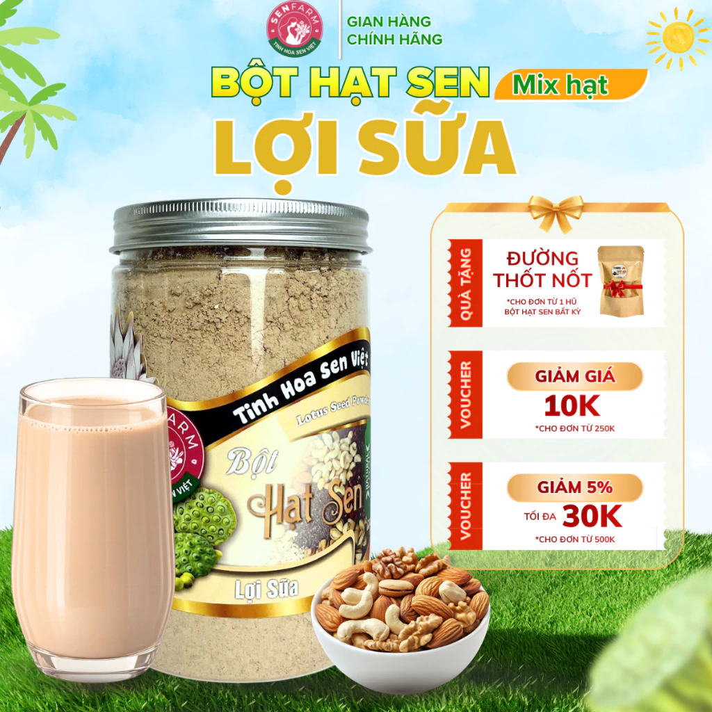 Bột hạt sen mix hạt Lợi Sữa Senfarm - Không đường