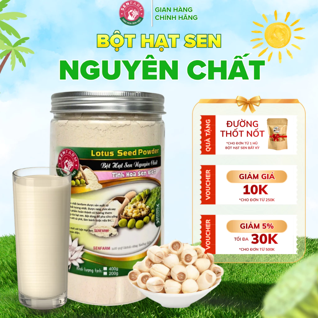 Bột Hạt Sen Nguyên Chất Senfarm - Không đường