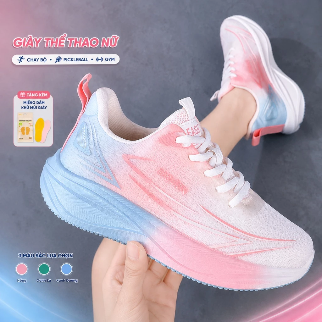 [Tặng dán khử mùi] Giày Thể Thao Nữ Sneaker Đế 3cm Phối Màu Trẻ Trung, Đi Bộ Đi Học Đi Chơi N08