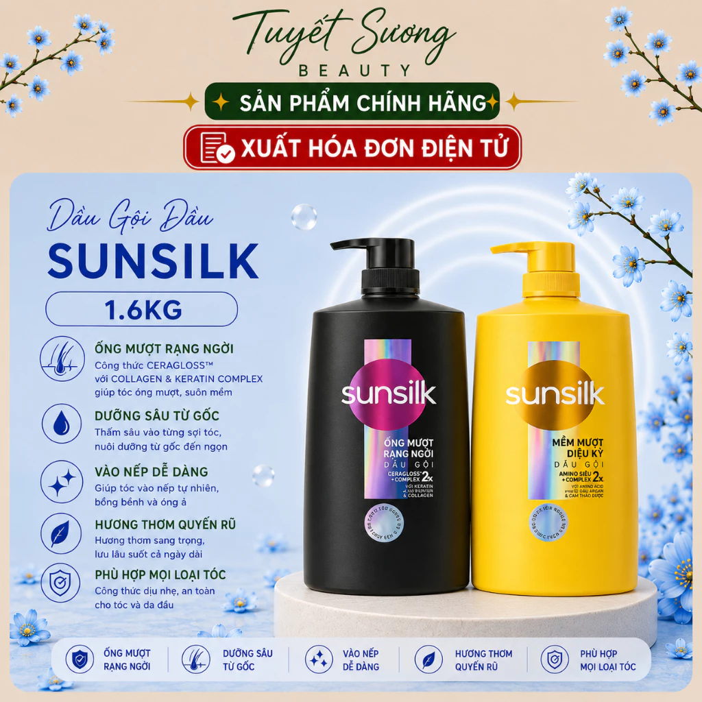 Dầu Gội SunSilk làm sạch và mềm mượt tóc gấp 5 lần 1.4Kg (Tặng thêm 200g)