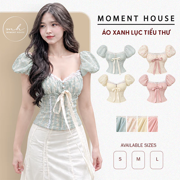 ÁO XANH LỤC TIỂU THƯ - CỘT NƠ,TAY BÍ