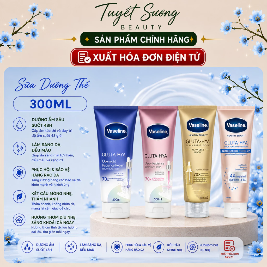 Sữa Dưỡng Thể chống nắng dưỡng da sáng rạng rỡ VASELINE 300ml ( Hàng Chính Hãng )