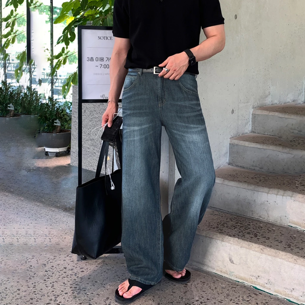 Quần Jeans Dáng Rộng Nam Vesca Ống Suông Form Rộng Phong Cách Hàn Quốc Vesca D40