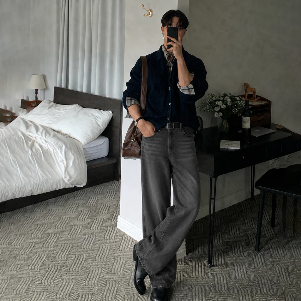 Quần Jeans Nam Ống Rộng Halley Form Wide Leg Hàn Quốc Vải Bò Premium Hack Dáng D40
