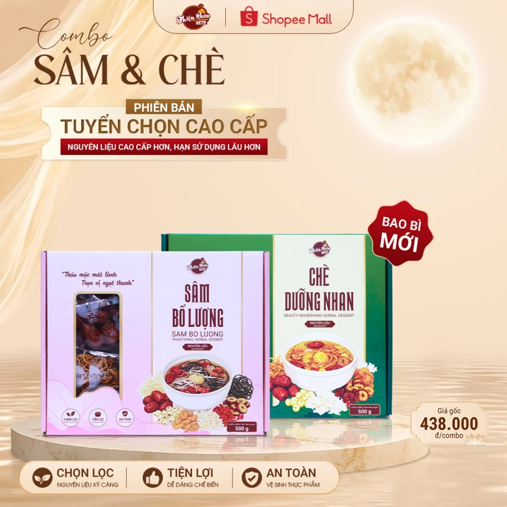 Combo set Nguyên Liệu 1 Set Chè Dưỡng Nhan 500g + 1 Set  Sâm Bổ Lượng 500g