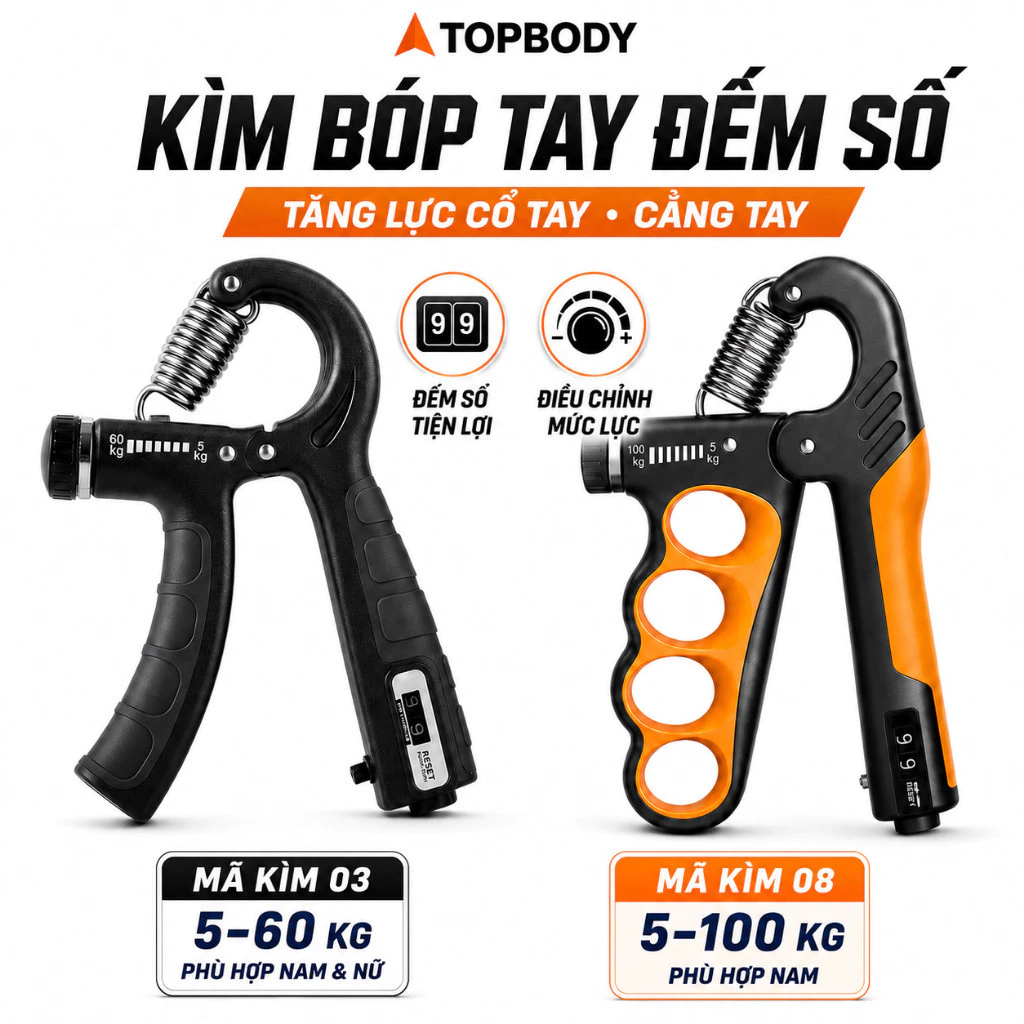 Kìm Bóp Tay, Cơ Tay Lực 5-60KG Có Đếm Số KIMCA02