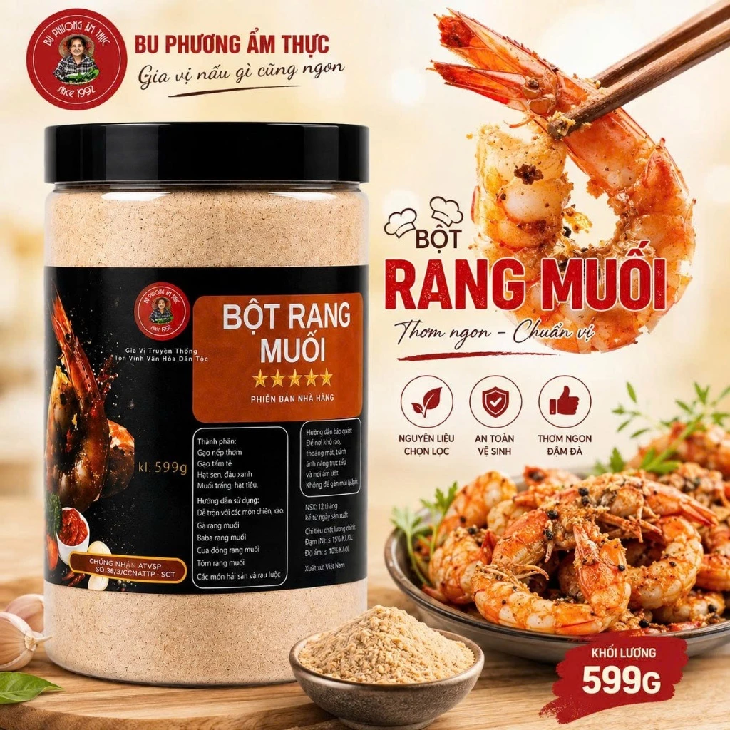 Bột Rang Muối 599G - Thượng Hiệu Bu Phương Ẩm Thực - Không Chất Bảo Quản
