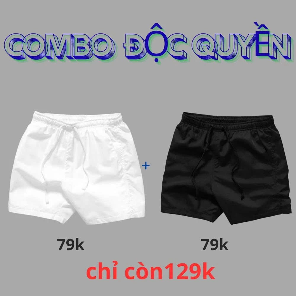 Quần Đùi Nam Vải Gió Thể Thao Cạp Chun Mềm Mại,Co Giãn Vận Động Thoải Mái Màu Basic