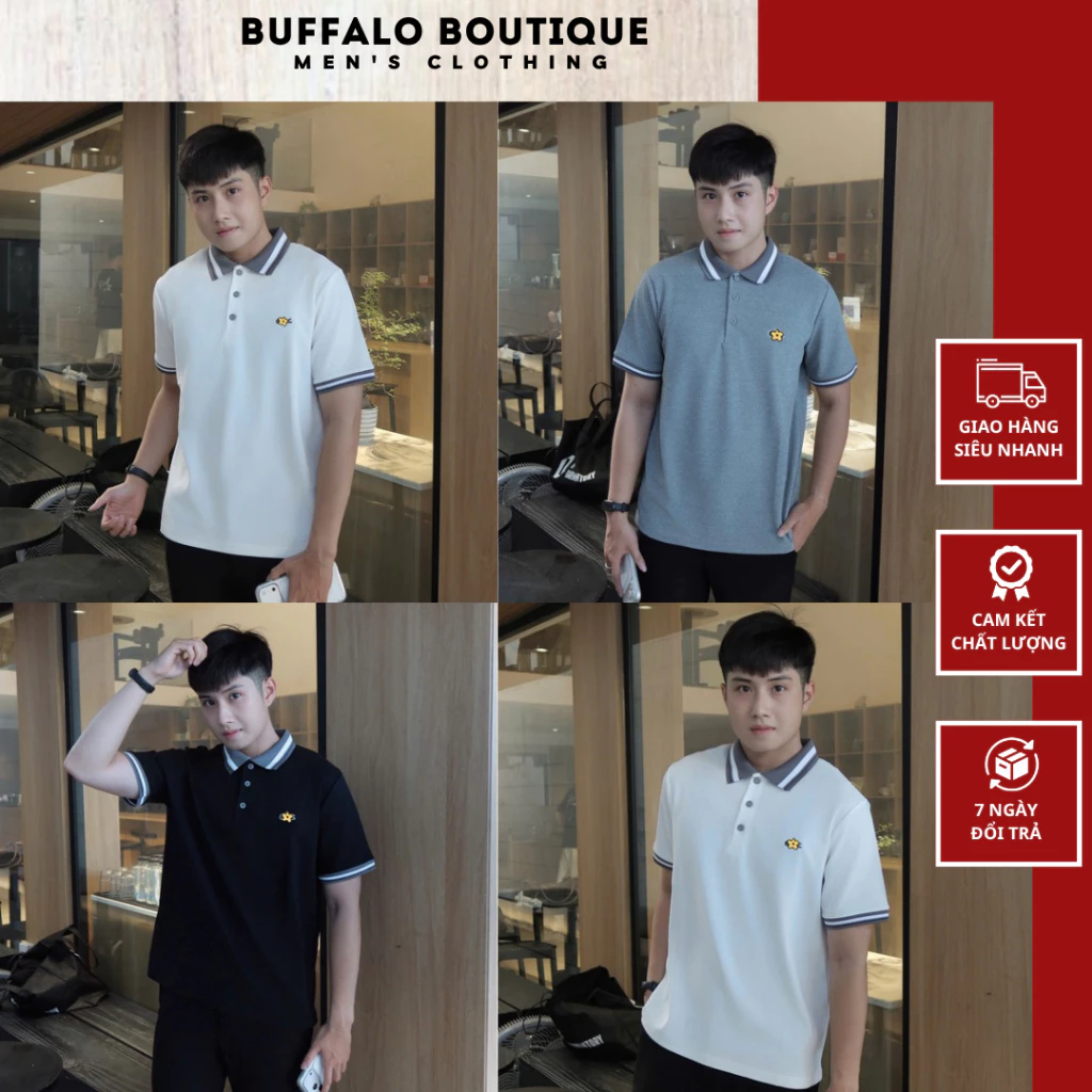 Áo Polo Nam Lá Lốt Phối Bo Cổ Xám Siêu Đẹp - Polo Nam Nữ Lá Lốt Chất Vải Cotton Gai Siêu Nét