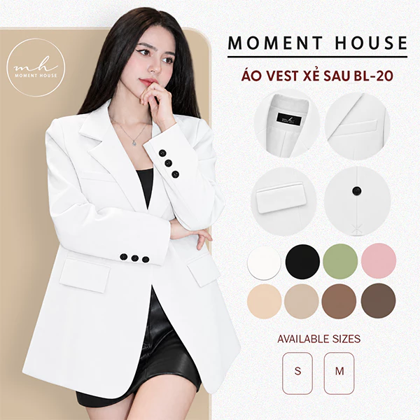 VEST CAO CẤP BL20 - Vest có đệm cầu vai, xẻ tà sau, túi thật, 2 lớp xịn sò, size SM