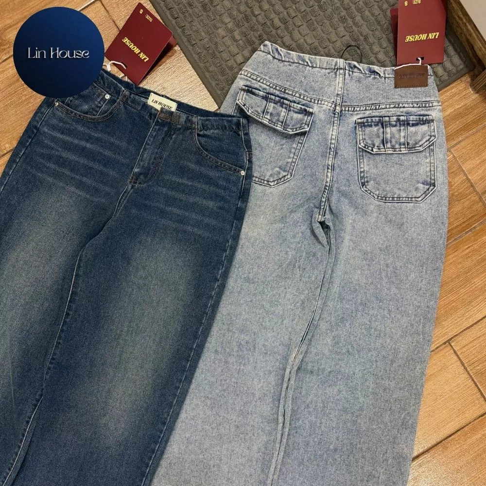 (MÃ 38 - NEW) Quần Jean Nữ Suông Lưng Vừa Túi Kiểu Phía Sau – Quần Jeans Ống Rộng Form Đẹp, Dễ Phối Đồ | LIN HOUSE