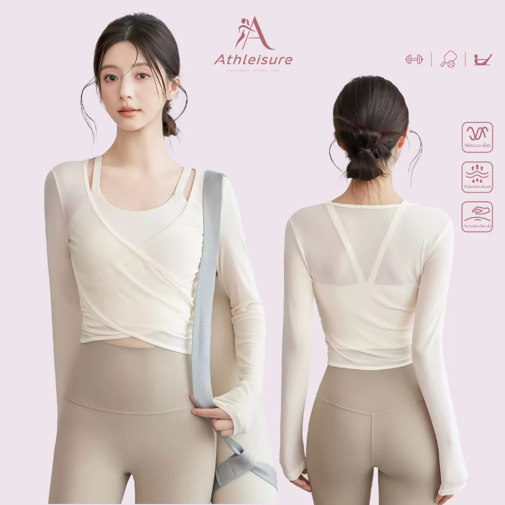 Set áo tập Gym, Pilates, Yoga nữ gồm Áo Bra + Áo Choàng dài tay có đệm mút nâng ngực thể thao - UP05