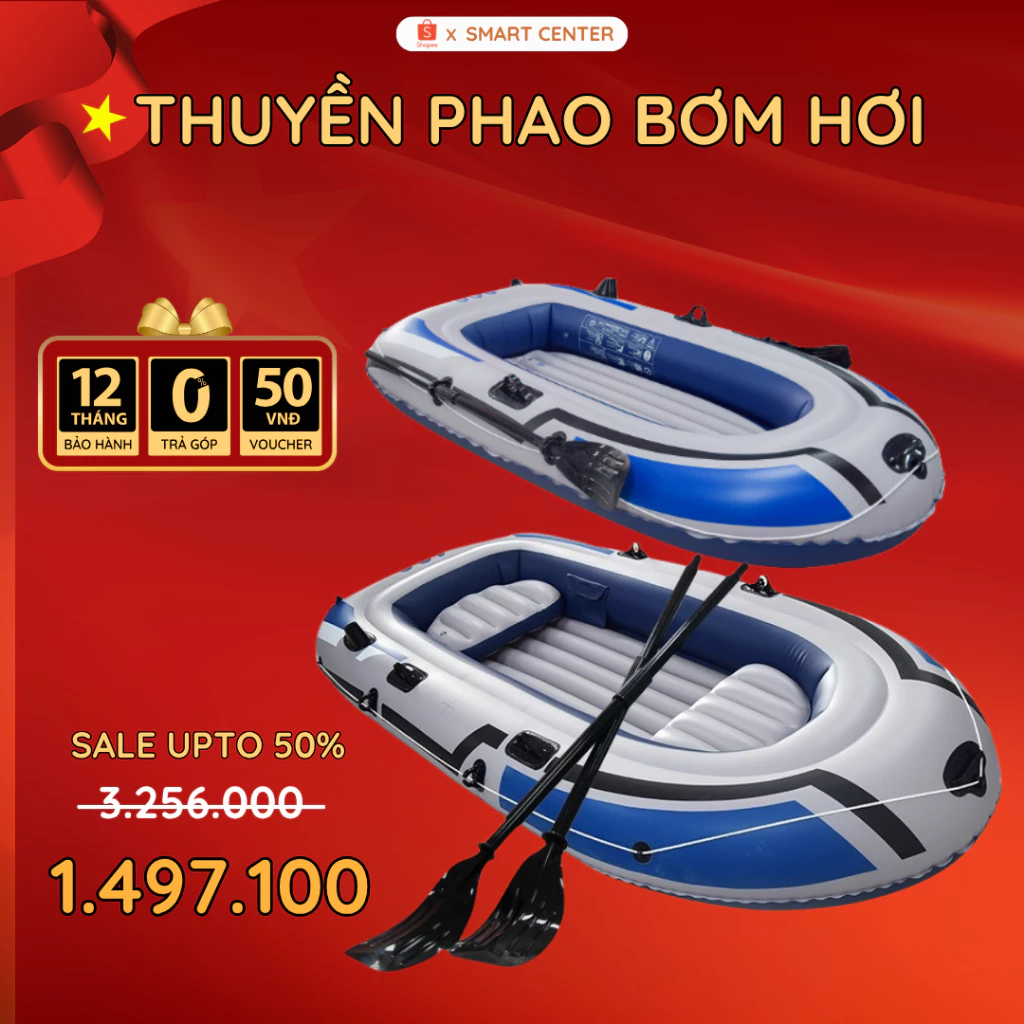 Thuyền Phao Bơm Hơi Dành Cho 2/3/4 Người, Xuồng Hơi Câu Cá, Phao Xuồng Camping Dã Ngoại KAW