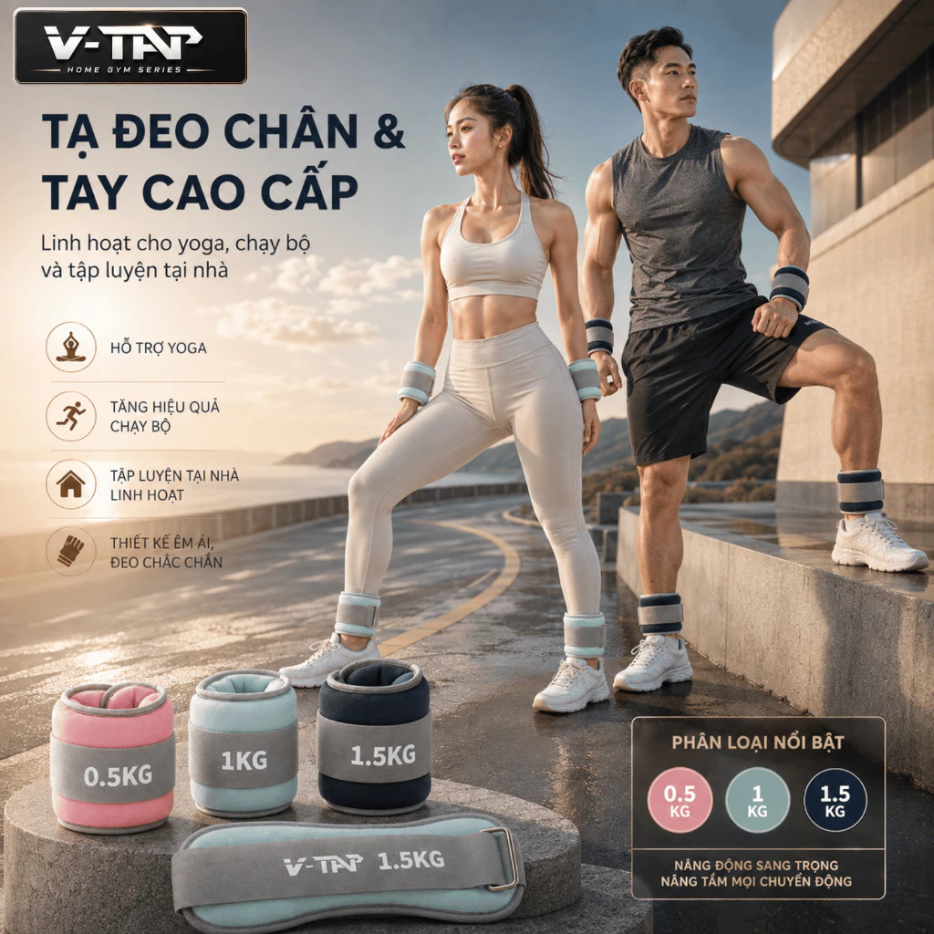 Tạ đeo chân, Dụng cụ hổ trợ đeo tay chân tập Yoga, Gym, Chạy Bộ, Tập thể dục tại nhà V-TAP