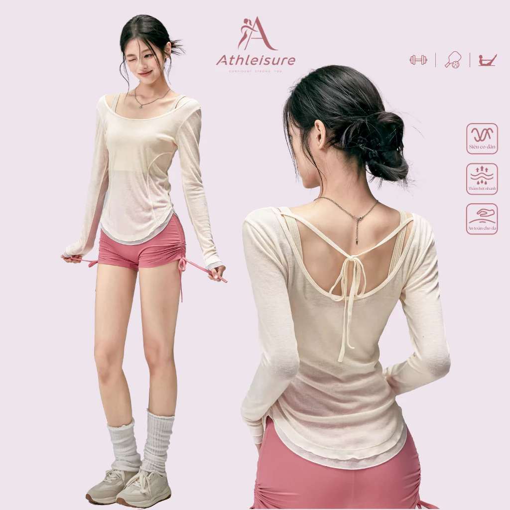 Áo lưới dài tay khoác ngoài tôn dáng tập gym, pilates, yoga nữ, lưới sợi tre nhẹ thoáng khí - UP06