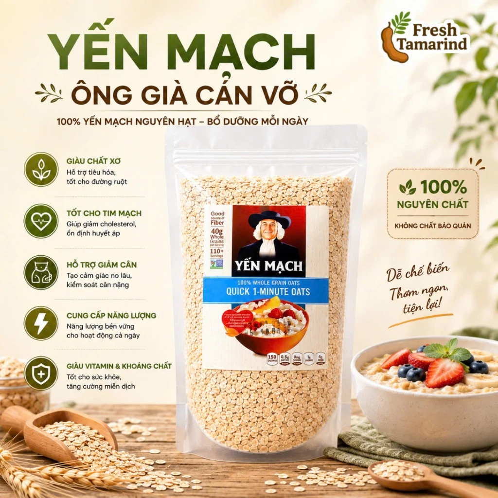 [1KG] Yến Mạch Ông Già Cán Vỡ - Nấu Nhanh Trong Vòng 1 Phút