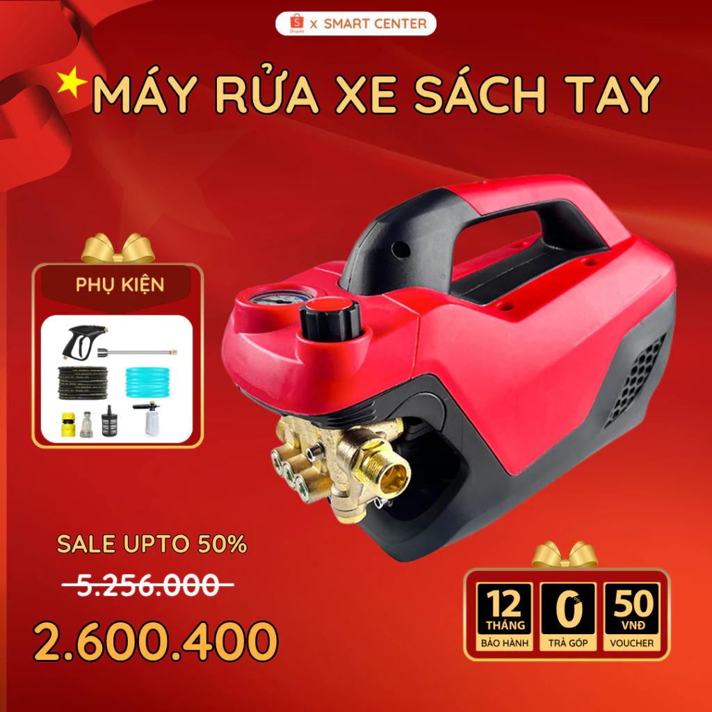 Máy Rửa Xe Xách Tay Mini KAW TurboWash 2300W, Áp Lực Nước Mạnh, Nhỏ Gọn, Rửa Xe, Sân Vườn