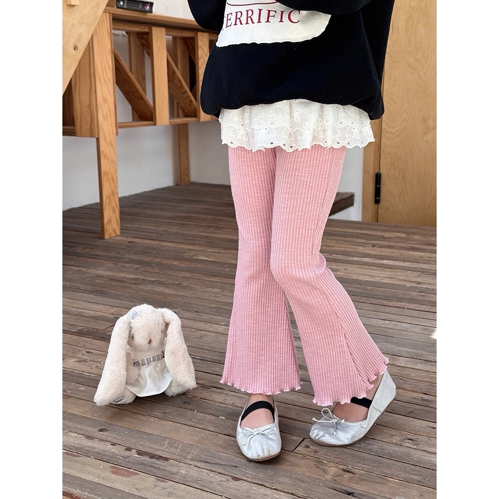 Quần loe bé gái dáng dài chất thun tăm gân điệu đà, quần ống loe ôm đùi co giãn 4 chiều cho bé H&2T Baby Kid