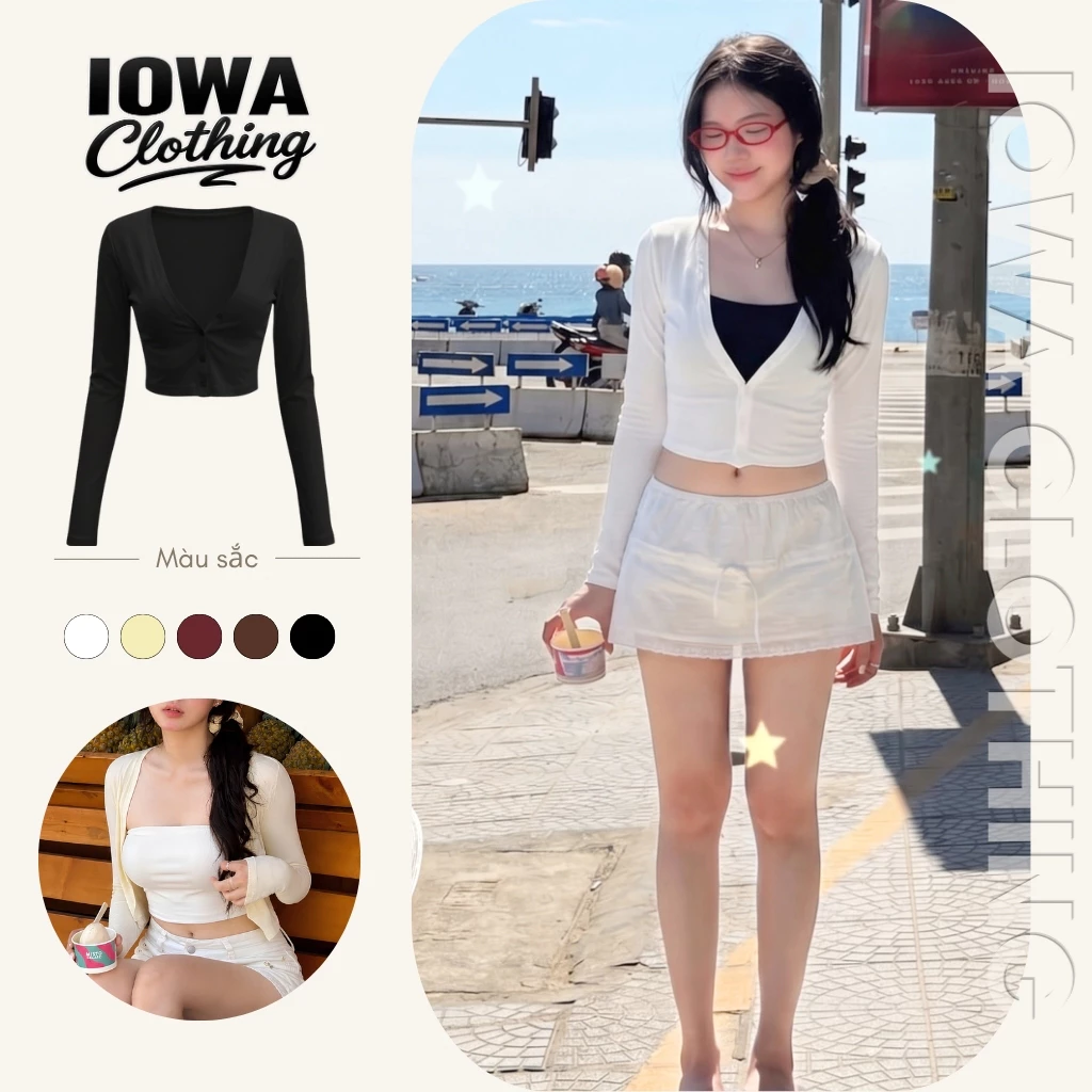 Áo Khoác Cardigan Nữ Dáng Ngắn 4 Cúc Chiết Eo IOWA CAR06 - Borip Lụa Mềm Mịn, Co Giãn