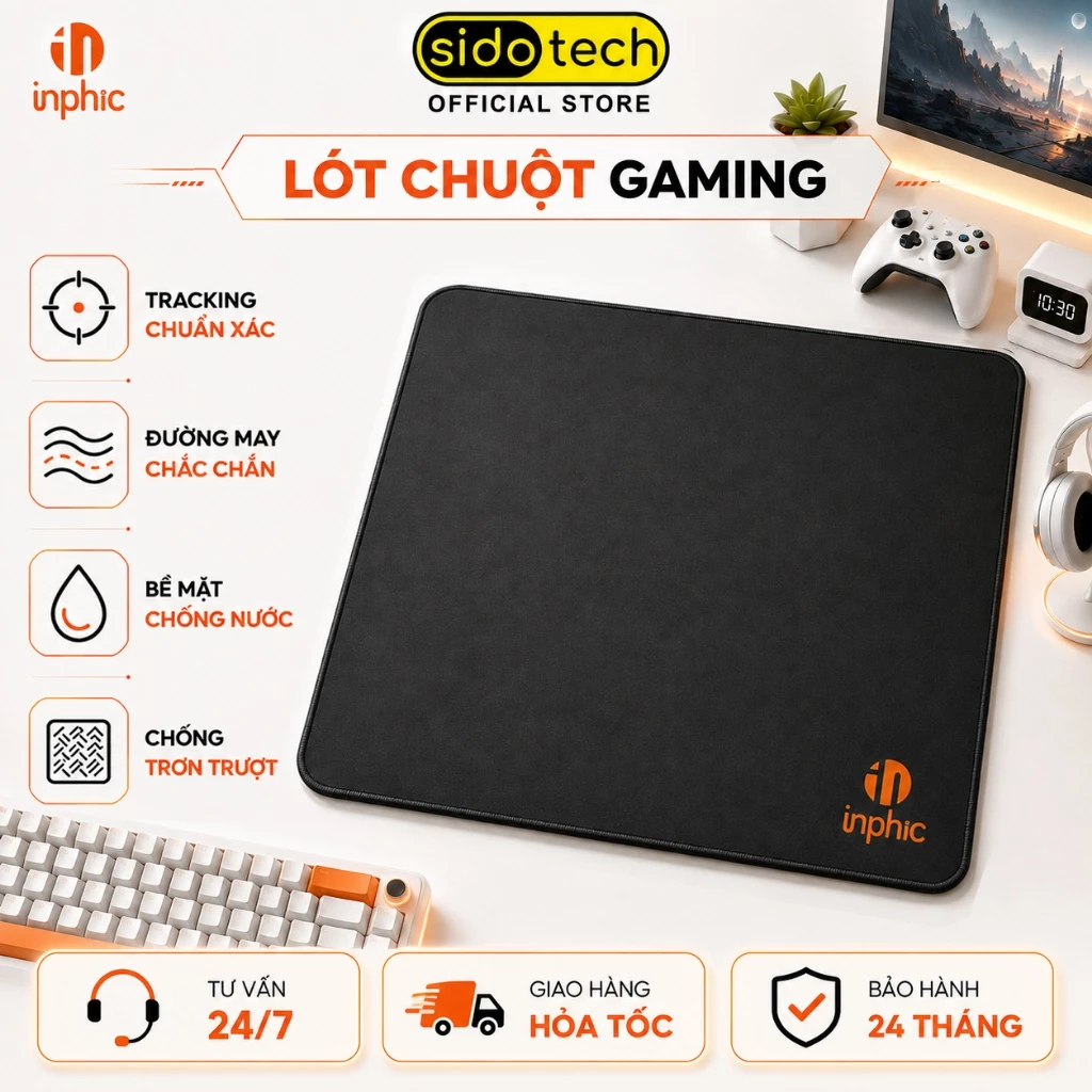 Lót chuột gaming pad chuột vuông 40x45 SIDOTECH INPHIC PDS4045 FPS dày bàn di size lớn miếng chuyên game chống nước