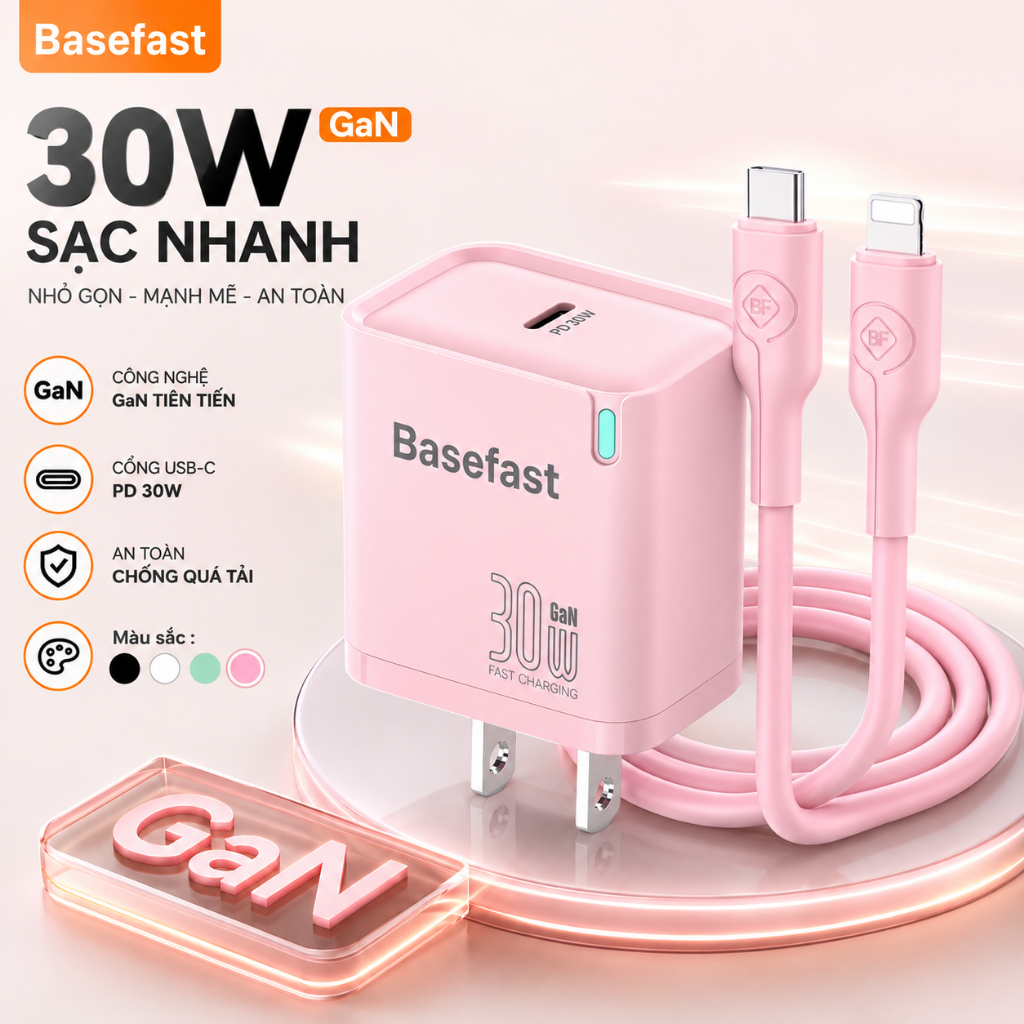 Bộ sạc nhanh 20W 30W Basefast dùng cho Phone 11 12 13 14 Pro max .. củ sạc Gan…