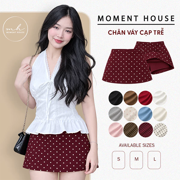 CHÂN VÁY CẠP TRỄ, có quần trong - 2 lớp, dây kéo phía sau lưng, size SML