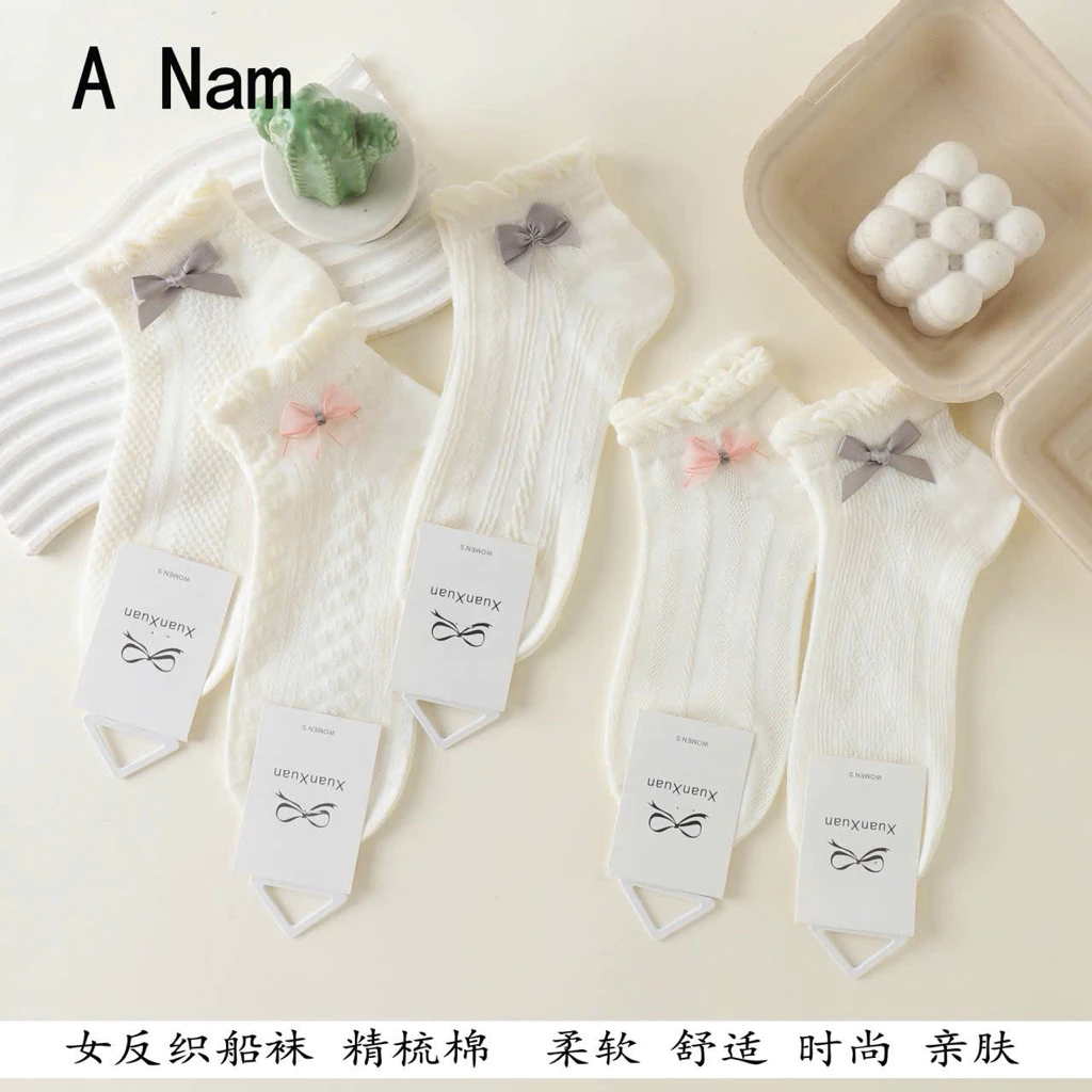 【coconut】Tất nơ kiểu ballet cho nữ mùa hè phong cách Nhật Bản tất mỏng chống trượt trong tất ống