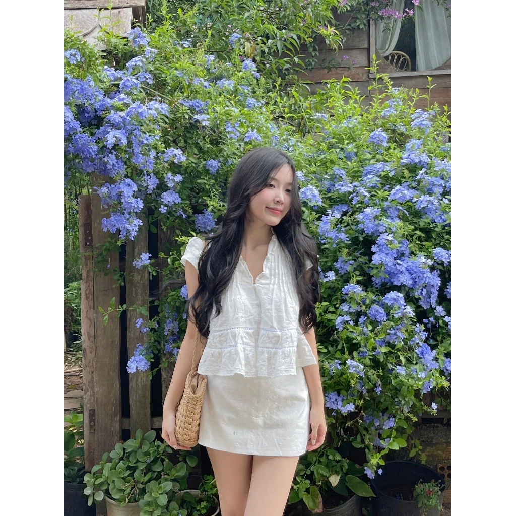 Áo Babydoll Form Ngắn Phối Ren Ngang [Một Mẩu House]