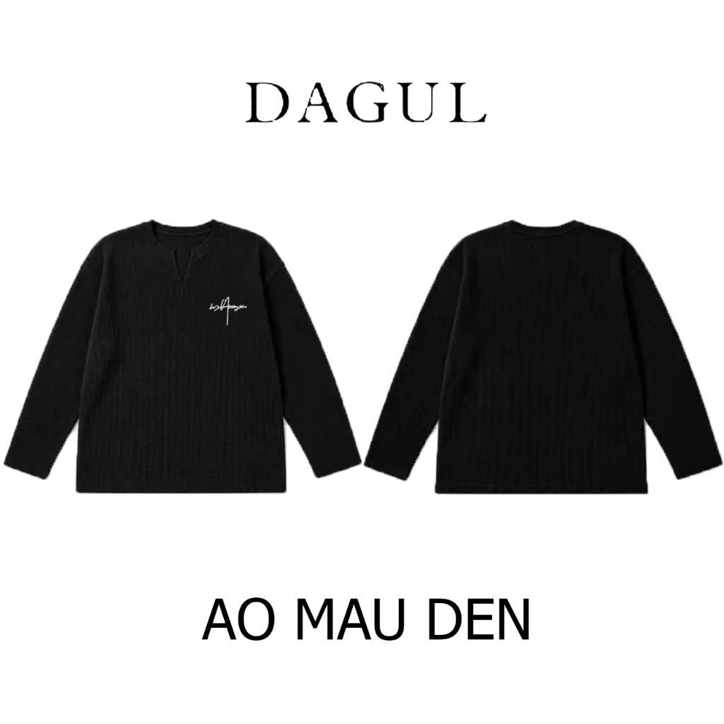 (M-80) Áo thun dài tay basic, chất liệu vải waffo co giãn tốt, hình thêu chỉ ánh kim sắc nét, đơn gian tối giản dễ mặc