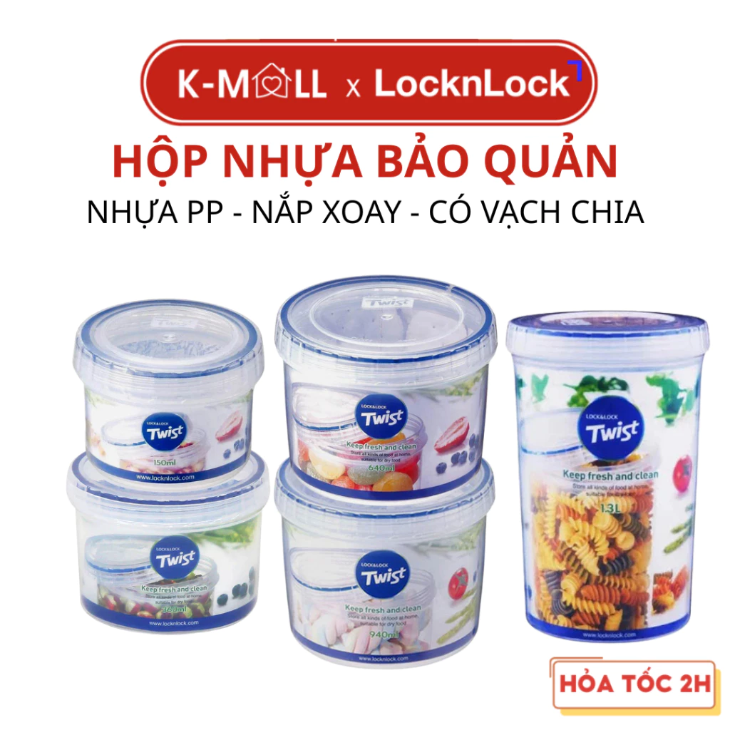 Hộp Nhựa Bảo Quản LocknLock Twist LLS - Nhiều Dung Tích, Nắp Xoay, Nhụa PP - K-MALL