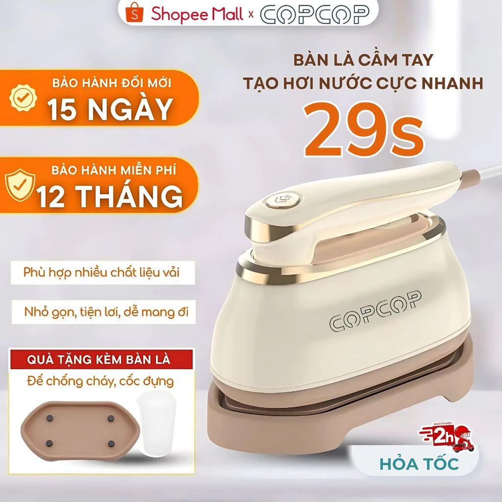 Bàn ủi hơi nước cầm tay COPCOP 180ml, bàn là hơi nước 2in1 gấp gọn, tiện dụng cho gia đình và du lịch