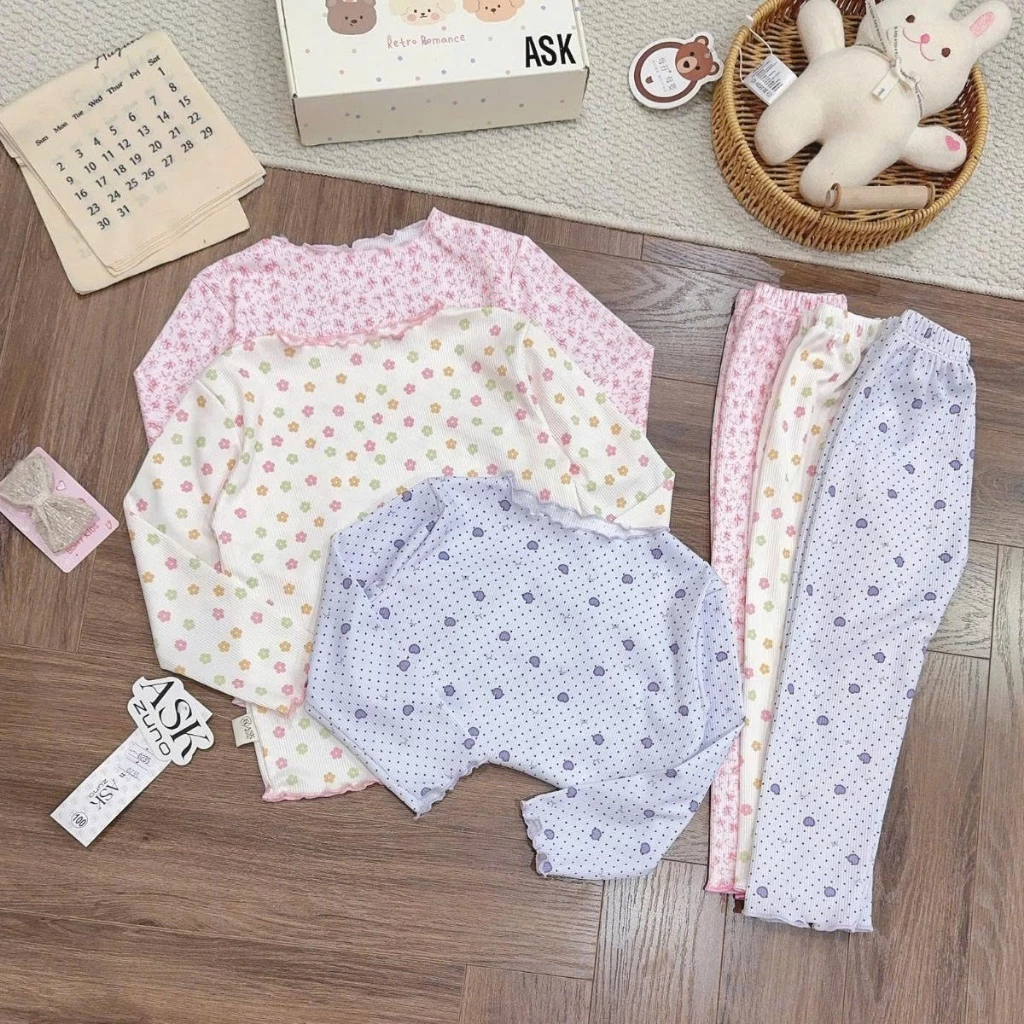 [8-18kg] Bộ áo dài quần dài bé gái chất liệu tăm co giãn vô cùng xinh xắn mã BỘ LÁ- SHOP TUẤN VŨ