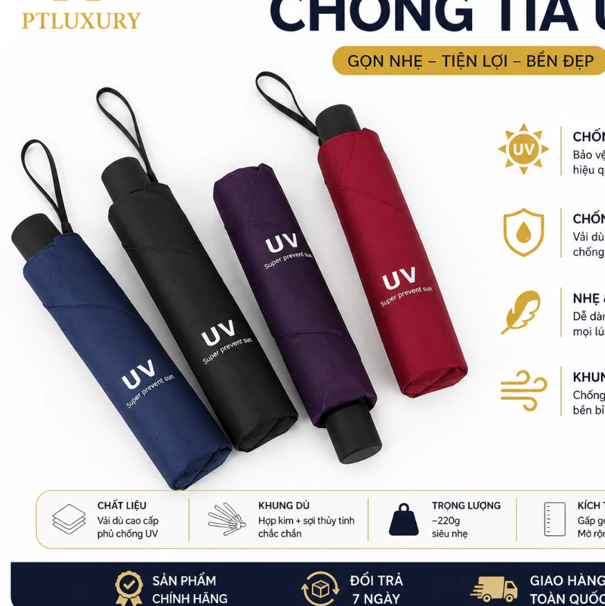 Ô Dù FEINITE Che Mưa Đi Nắng Gấp Gọn Chống Tia UV tuyệt đối  [ HÀNG TỐT ]