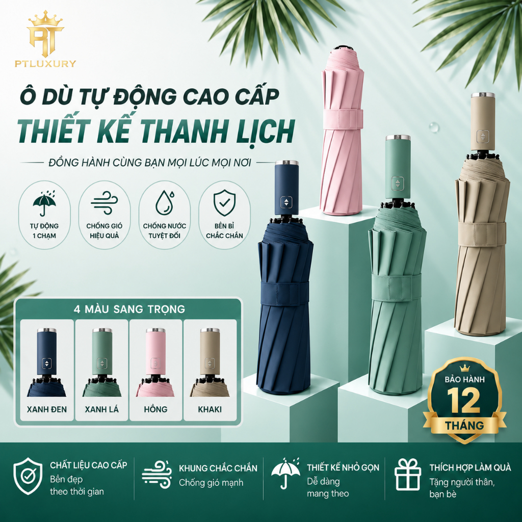 Ô dù FEINITE che mưa đi nắng 10 mở tự động gấp nhỏ gọn cầm tay 2 chiều cỡ lớn…