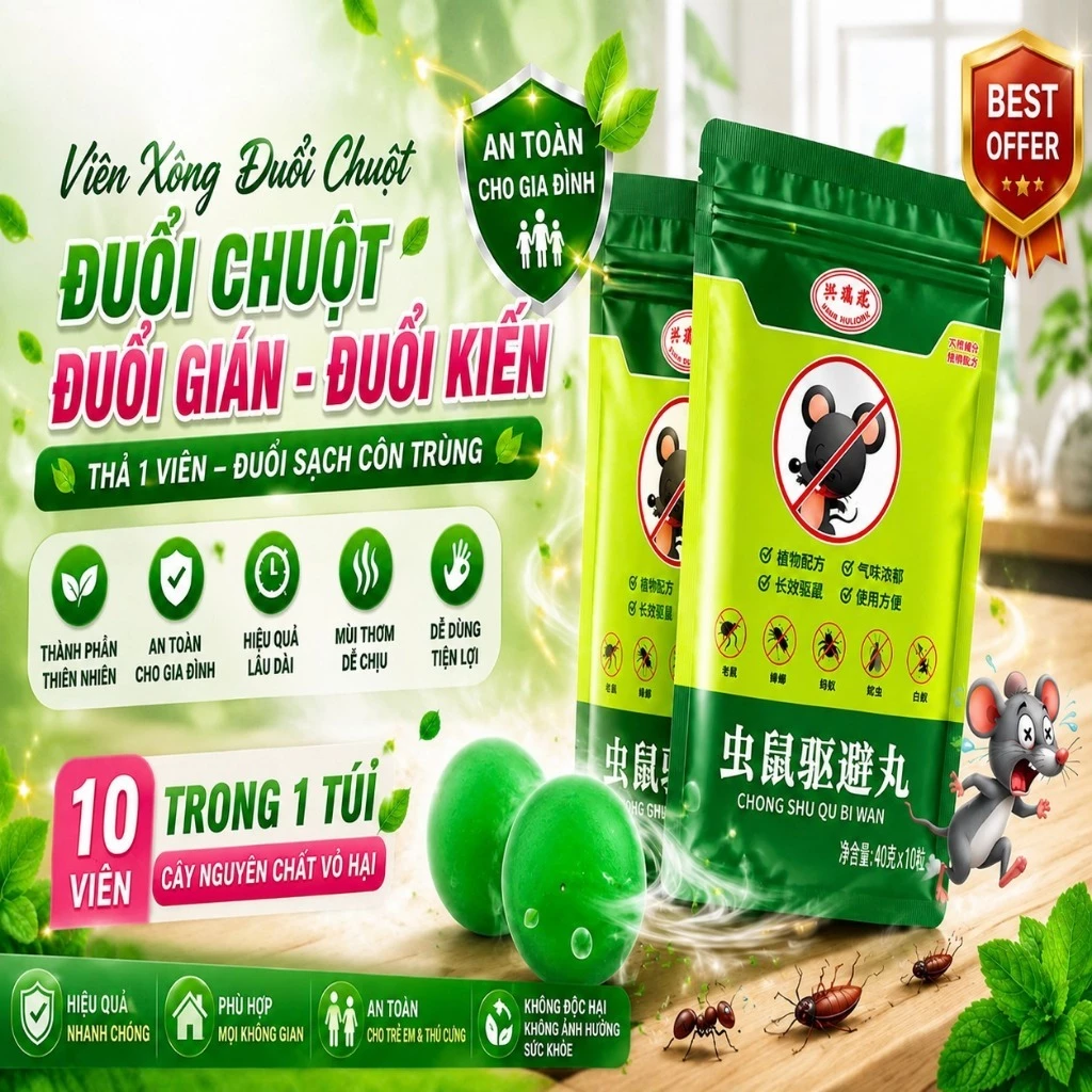 [ COMBO 10 GÓI ] Viên Đuổi Chuột PTLUXURY Hiệu Quả  An Toàn Không Độc Hại