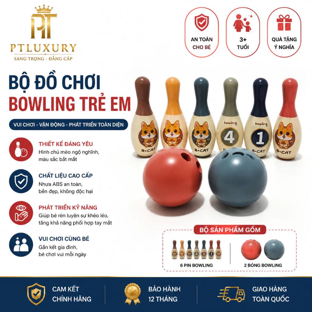 Bolling trò chơi vận động cho bé với chất liệu Nhựa ABS an toàn, đồ chơi thông minh