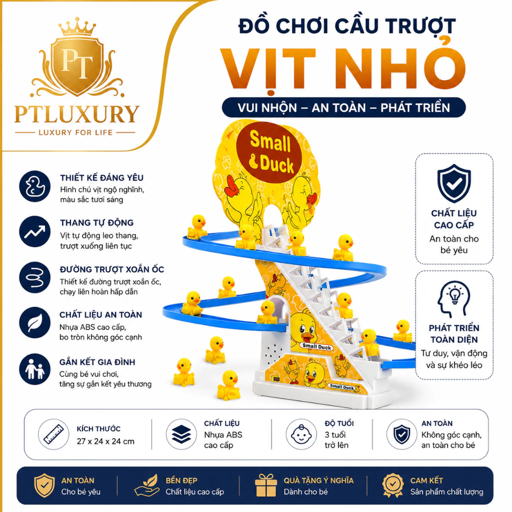 Đồ chơi vịt leo thang FEINITE cầu trượt có nhạc và đèn ngộ nghĩnh cực vui tai cho bé yêu