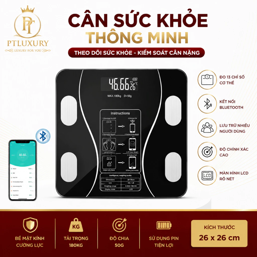 Cân Điện Tử FEINITE Kết Nối Bluetooth Phân Tích Chỉ Số Cơ Thể