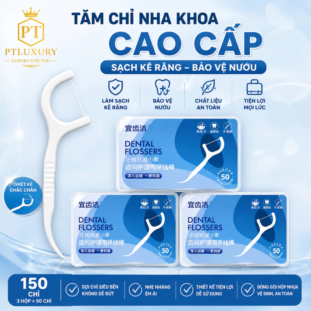 [ COMBO 6 HỘP ] Tăm chỉ nha khoa hộp 50 cây tiệt trùng an toàn vệ sinh răng miệng an toàn tiện lợi cho gia đình