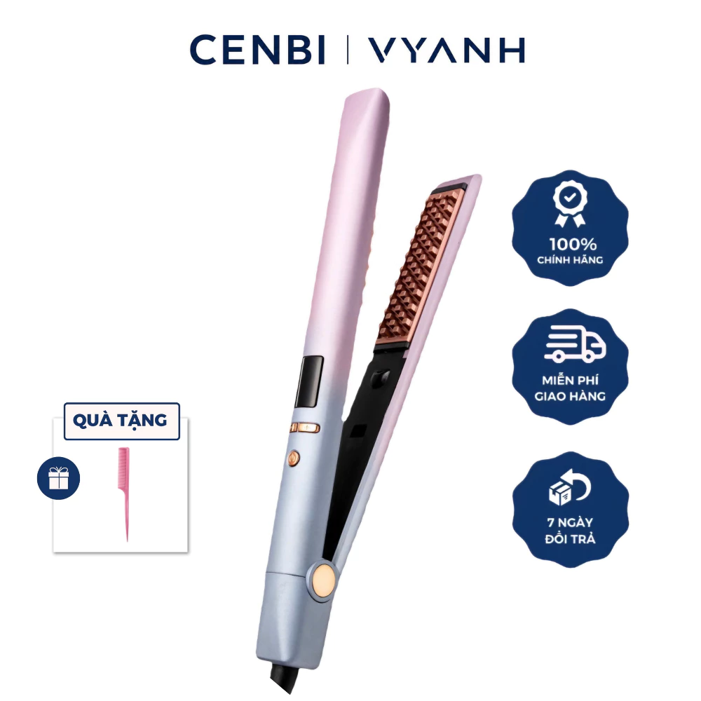 Máy bấm dập phồng chân tóc VYANH x CENBI Premium 2in1 chân vuông tích hợp ion âm bảo vệ tóc và màn hình LED