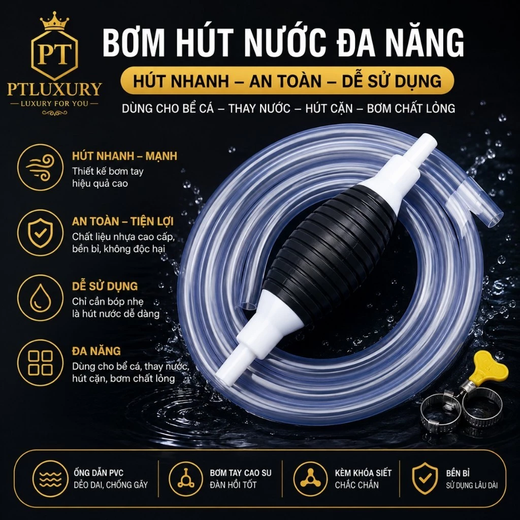 Dụng cụ bơm hút chất lỏng bóp tay tiện lợi