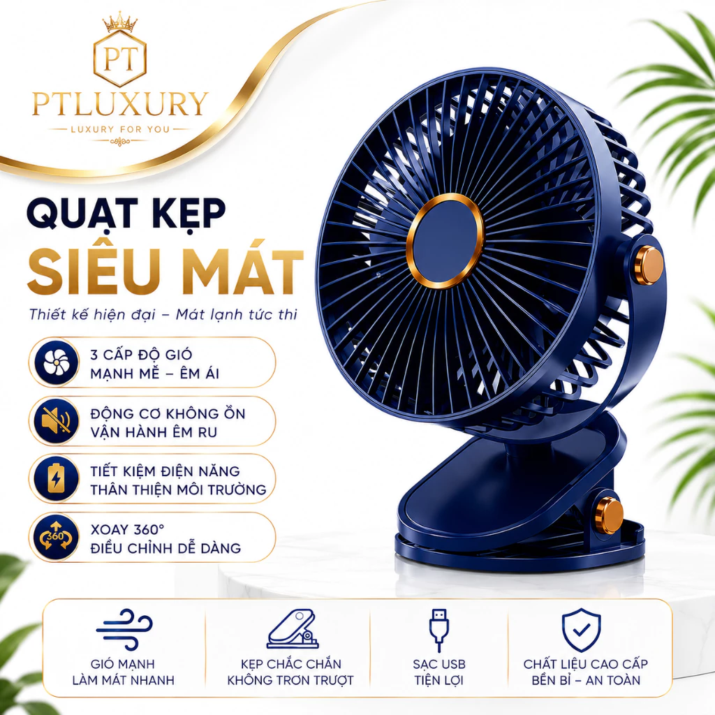 Quạt mini để bàn 5 mức độ có đèn led pin 5000 MHA  Và 10000 MHA - FEINITE